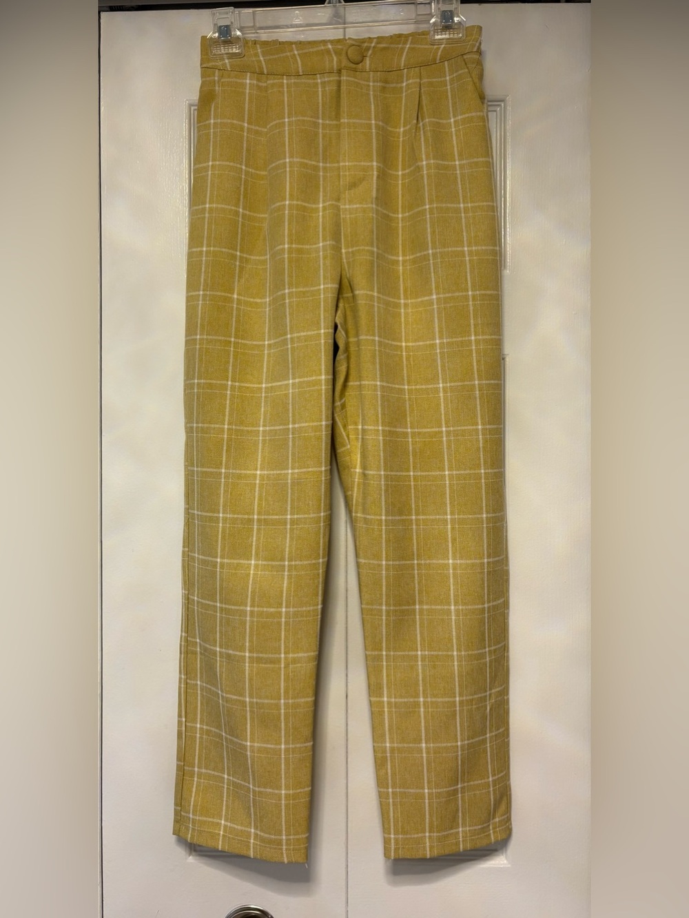 Lena Mustard Windowpane Cropped Trousers